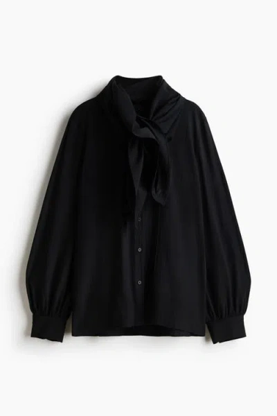 H&m Scarf-detail Shirt In Black