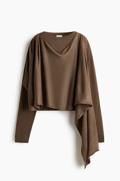 H&m Scarf-detail Sweater In Brown