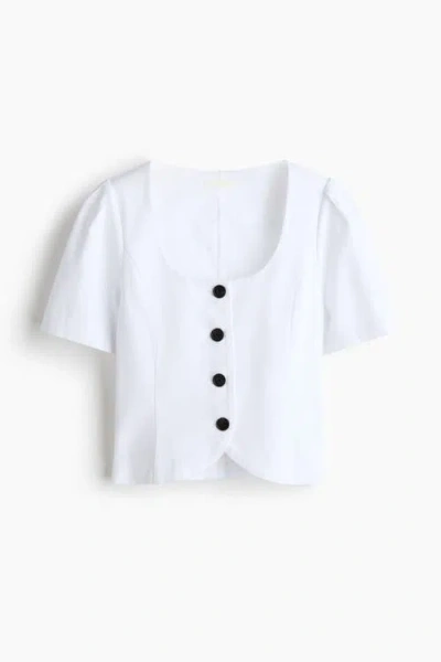 H&m Scoop-neck Blouse In White