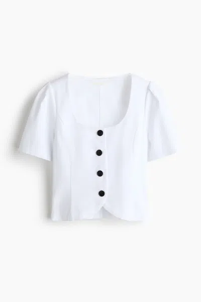 H&m Scoop-neck Blouse In White