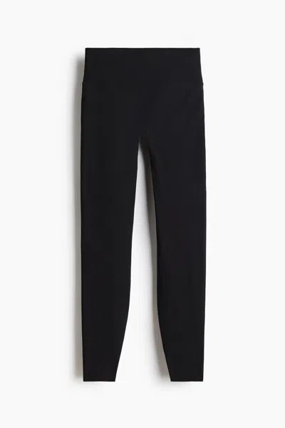 H&m Scrunch-detail Sports Leggings In Black