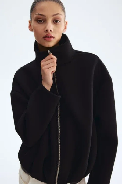 H&m Scuba Knit Jacket In Black