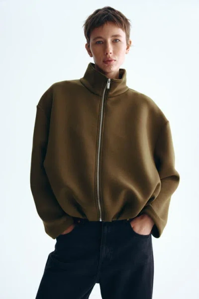 H&m Scuba Knit Jacket In Green