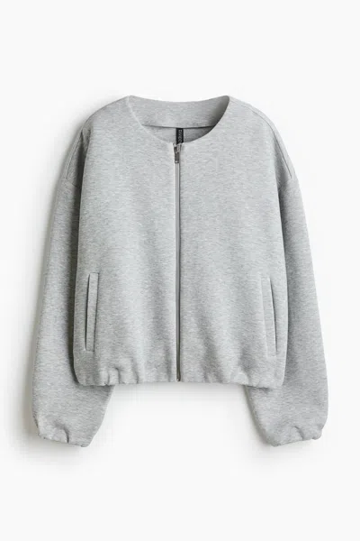 H&m Scuba Sweatshirt Jacket In Gray