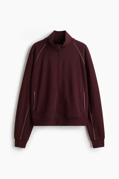 H&m Scuba Track Jacket In Burgundy