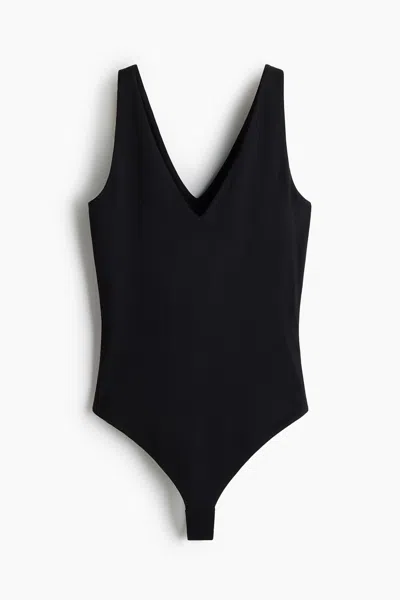 H&m Sculpting Sleeveless Thong Bodysuit In Black
