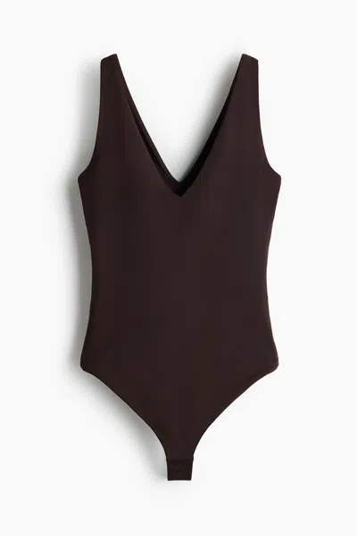 H&m Sculpting Sleeveless Thong Bodysuit In Brown