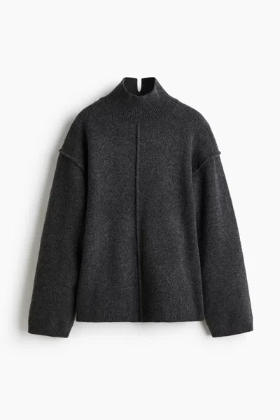 H&m Seam-detail Mock Turtleneck Sweater In Gray