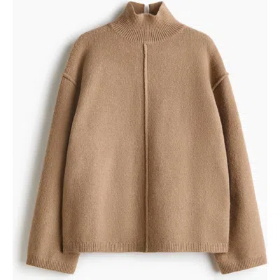 H&m Seam-detail Turtleneck Jumper In Brown