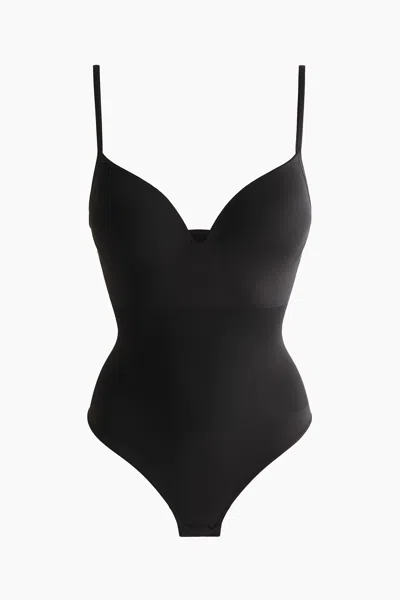 H&m Seamless Light Shape Bodysuit In Black