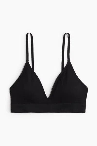 H&m Seamless Padded Soft-cup Bra In Black