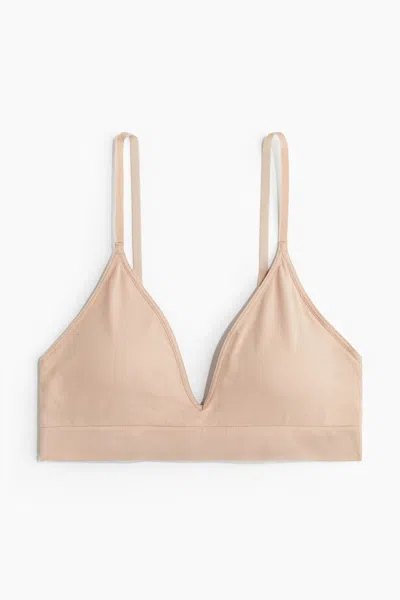 H&m Seamless Padded Soft-cup Bra In Nude