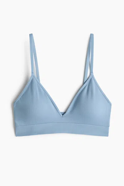H&m Seamless Padded Soft-cup Bra In Blue