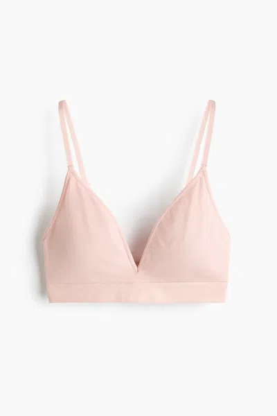 H&m Seamless Padded Soft-cup Bra In Pink