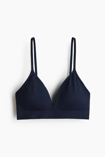 H&m Seamless Padded Soft-cup Bra In Blue