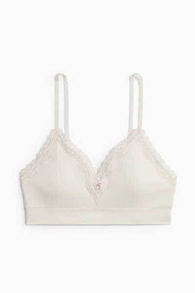 H&m Seamless Padded Soft-cup Bra In White