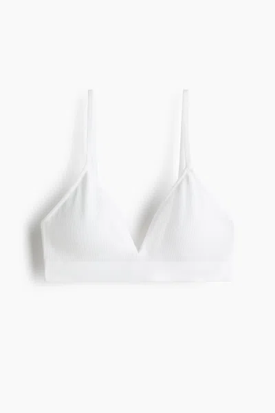 H&m Seamless Padded Soft-cup Bra In White
