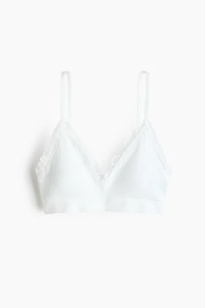 H&m Seamless Padded Soft-cup Bra In White