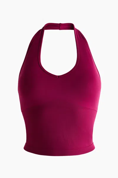 H&m Seamless Shelf-bra Sports Top With Drymove In Burgundy