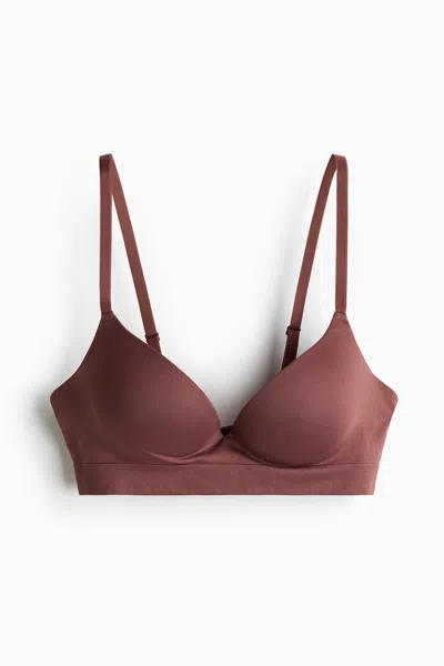 H&m Seamless Super Push-up Bra In Brown