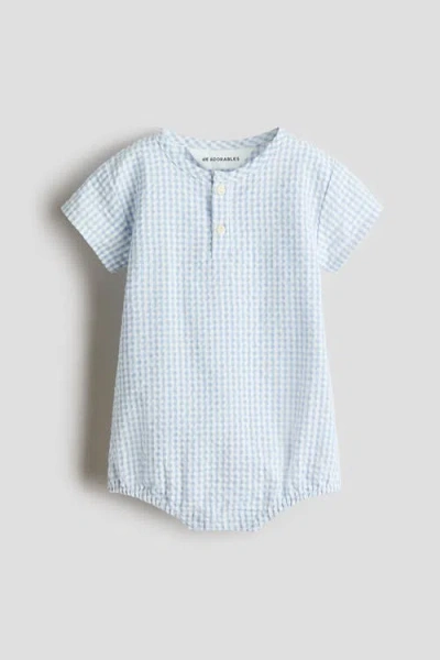 H&m Babies'  Seersucker Cotton Romper Suit In Blue