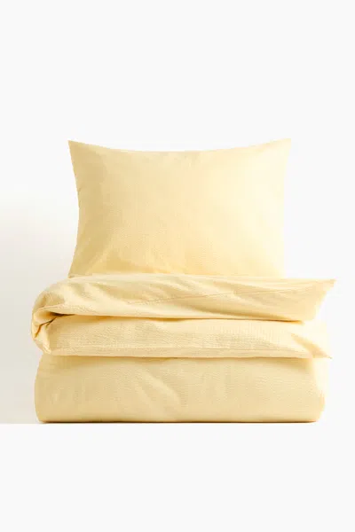 H&m Seersucker Twin Duvet Cover Set In Gold