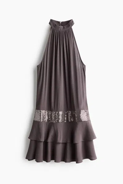 H&m Sequin-detail Viscose Dress In Purple