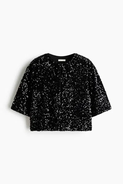 H&m Sequined Cardigan In Black
