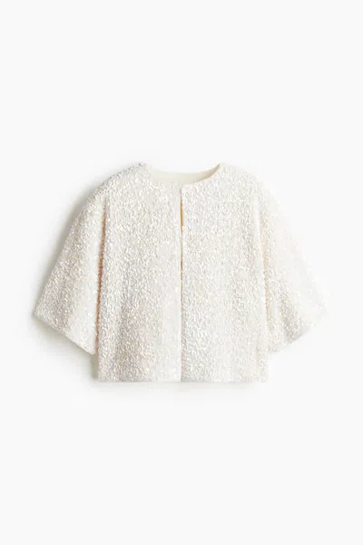 H&m Sequined Cardigan In Neutral
