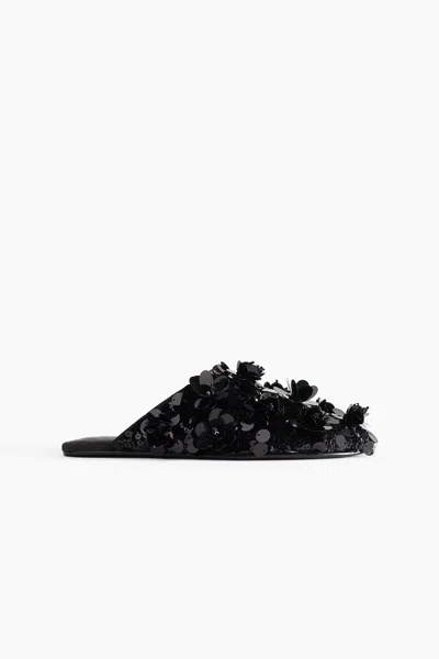 H&m Sequined Slippers In Black