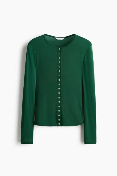 H&m Sheer Cardigan In Green