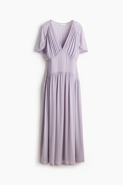 H&m Sheer Jersey Midi Dress In Purple