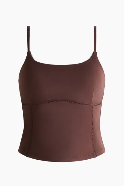 H&m Shelf-bra Sports Tank Top With Softmove In Brown