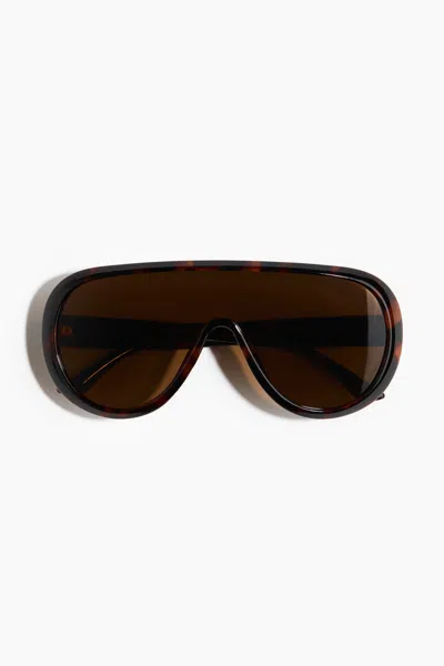 H&m Shield Sunglasses In Brown/tortoiseshell Pattern