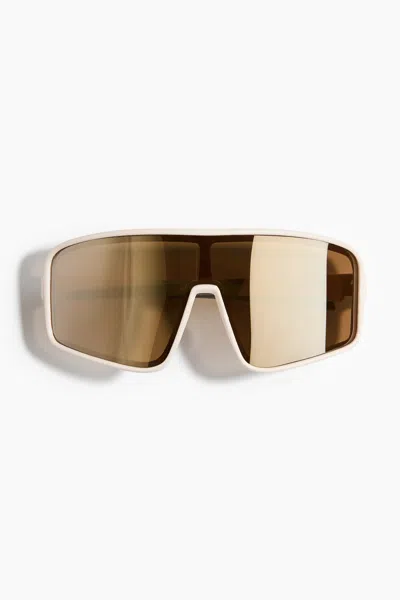 H&m Shield Sunglasses In White/brown