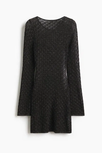 H&m Shimmering Pointelle-knit Top In Black