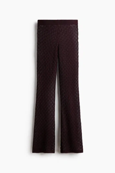 H&m Shimmering Pointelle-knit Trousers In Brown