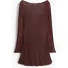 H&m Shimmery Flared-skirt Dress In Brown