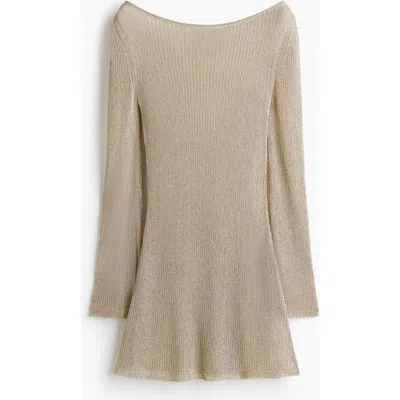 H&m Shimmery Flared-skirt Dress In Gray
