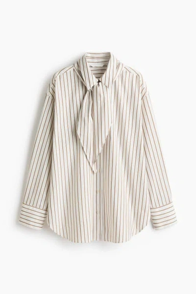 H&m Shirt With Scarf In Gray