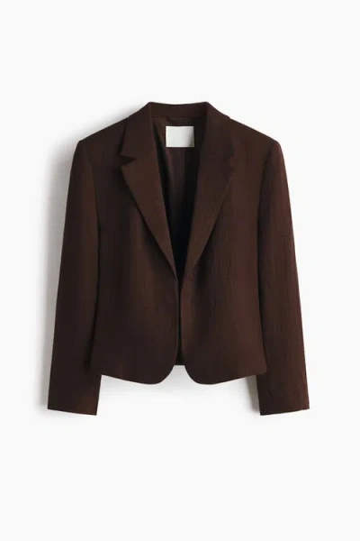 H&m Short Blazer In Brown