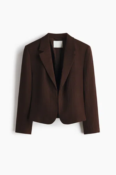 H&m Short Blazer In Dark Brown