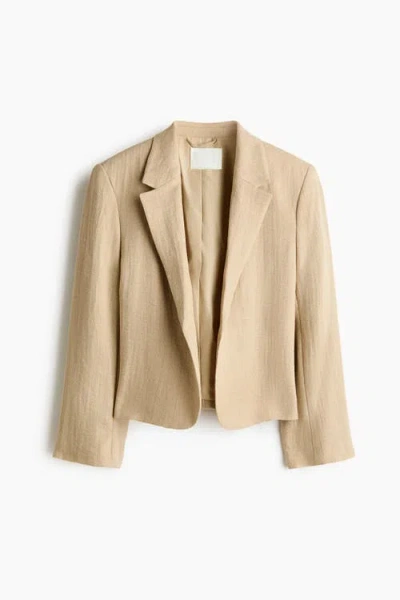 H&m Short Blazer In Nude