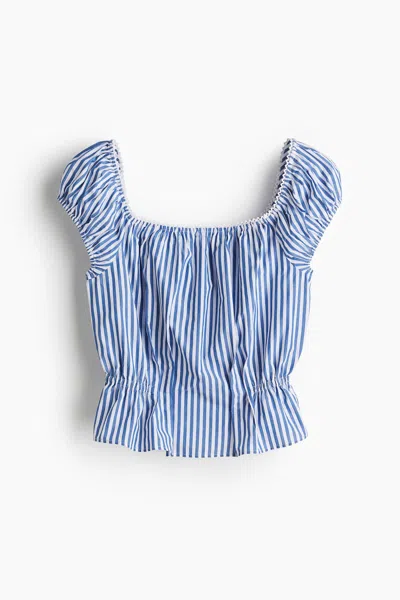 H&m Short Blouse In Blue