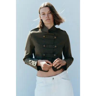H&m Short Cotton Jacket In Green