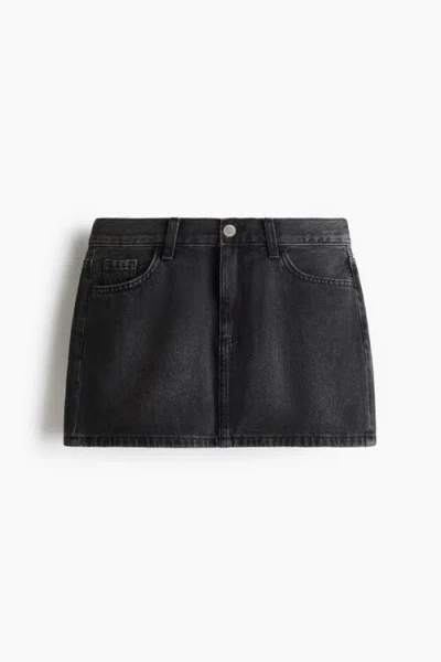 H&m Short Denim Skirt In Black