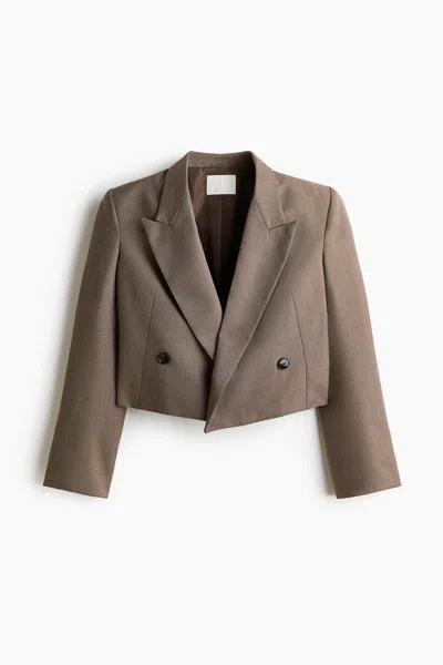 H&m Short Double-breasted Jacket In Black