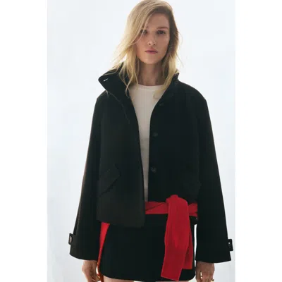 H&m Short Funnel-collar Jacket In Dark Brown