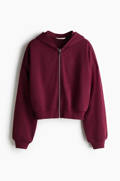H&m Short Hooded Jacket In Burgundy