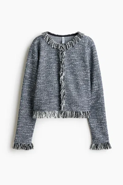 H&m Short Jacket With Fringe In Blue